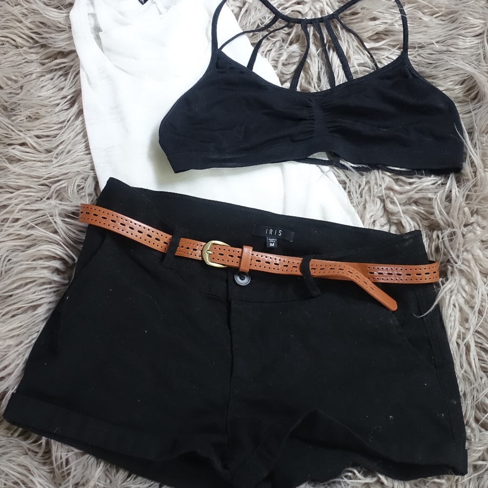 Medium Brown Belted Shorts